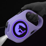 Retractable Dog Leash with Light 16 ft Strong Nylon Tape for Night Walks up to 88lbs Dogs LED Retractable Dog Leash For Small Medium Large Dogs Purple Color